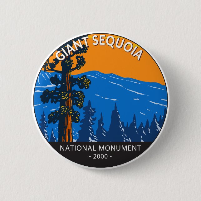Badge Rond 5 Cm Giant Sequoia National Monument California Vintage (Devant)