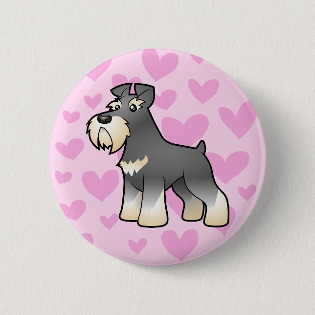 Badge Rond 5 Cm Giant/Standard/Miniature Schnauzer Love (Devant)