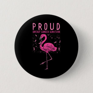 Badge Rond 5 Cm Gif Flamant Rose Survivante Sensibilisation Cancer