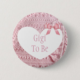 Badge Rond 5 Cm Gigi à être bouton rose de baby shower d'arc