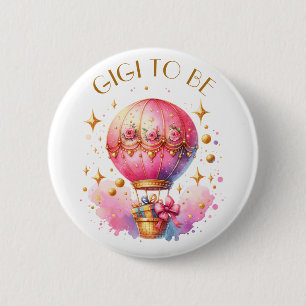 Badge Rond 5 Cm Gigi Baby shower de la fille de ballon à air cha