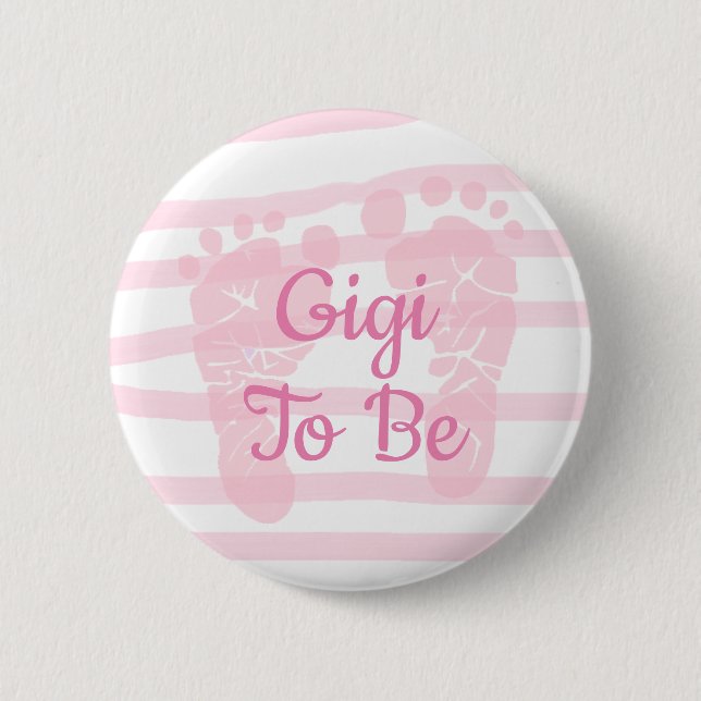 Badge Rond 5 Cm Gigi be Rose Girl Baby shower bouton (Devant)