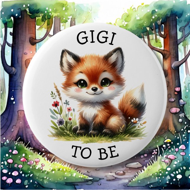 Badge Rond 5 Cm Gigi | Bouton Baby shower à thème Woodland (Créateur téléchargé)