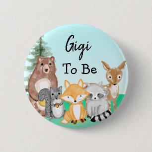 Badge Rond 5 Cm Gigi Être Le Baby shower Des Créatures De Bois