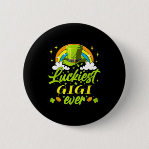 Badge Rond 5 Cm Gigi la plus chanceuse jamais shamrocks lucky st p