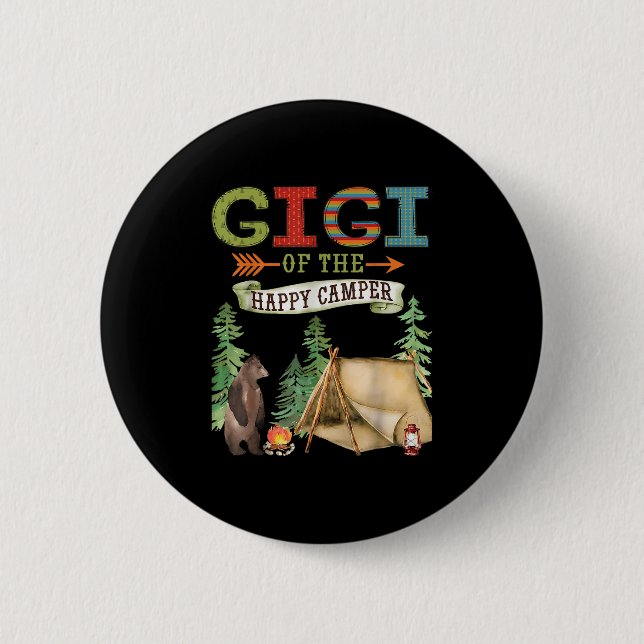 Badge Rond 5 Cm Gigi Of The Happy Camper First Birthday Camng  (Devant)