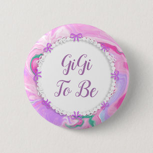 Badge Rond 5 Cm Gigi Pour Être Baby shower Rose & Violet
