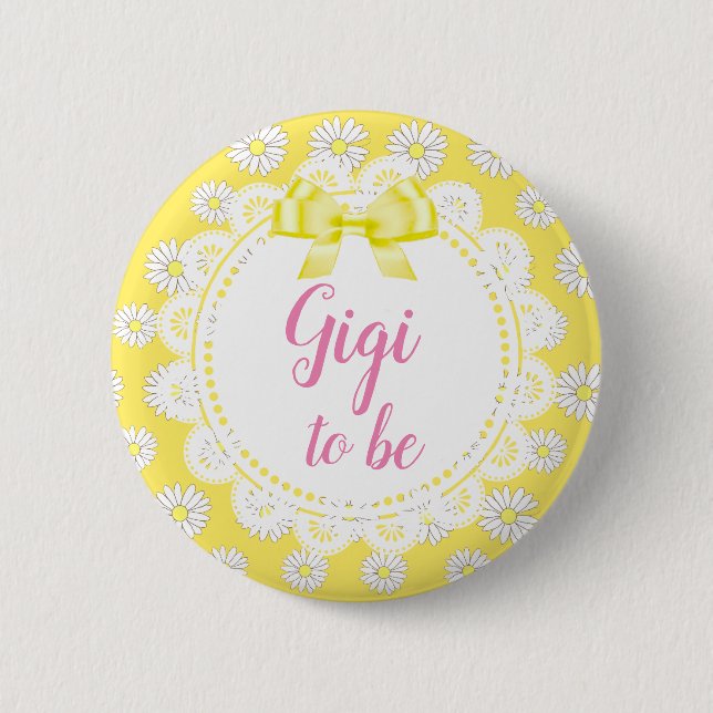 Badge Rond 5 Cm Gigi pour être rose Baby shower de marguerites (Devant)