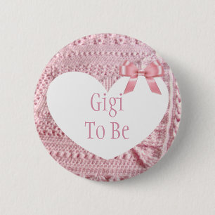 Badge Rond 5 Cm Gigi pour être rose Bow Baby shower bouton