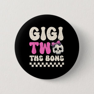 Badge Rond 5 Cm Gigi Two The Bone Halloween 2e anniversaire fille