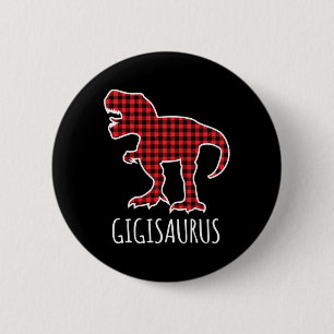 Badge Rond 5 Cm Gigisaurus Buffalo Carreaux Dinosaure Drôle Corres
