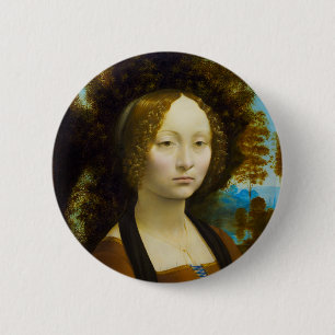 Badge Rond 5 Cm Ginevra de'Benci par Leonardo da Vinci