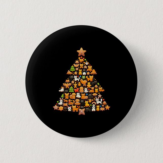 Badge Rond 5 Cm Gingerbread Christmas Tree Funny Gingerbread Anima (Devant)