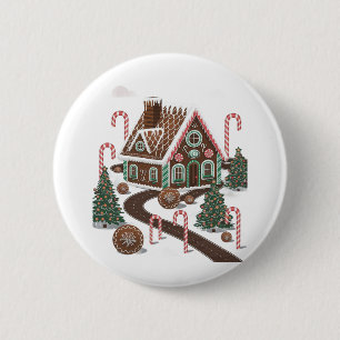 Badge Rond 5 Cm Gingerbread Cookie Wonderland