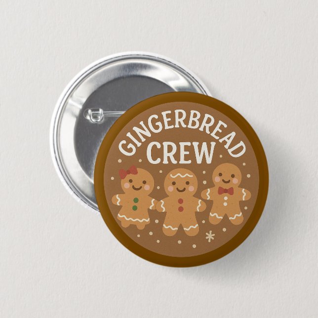 Badge Rond 5 Cm Gingerbread Crew Cute Christmas  (Devant & derrière)