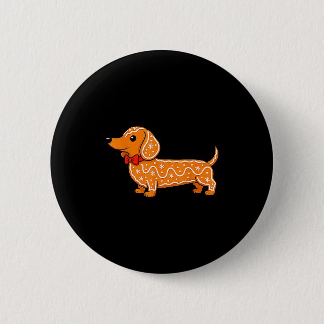 Badge Rond 5 Cm Gingerbread Dachshund Christmas Cute Weiner Dog  (Devant)