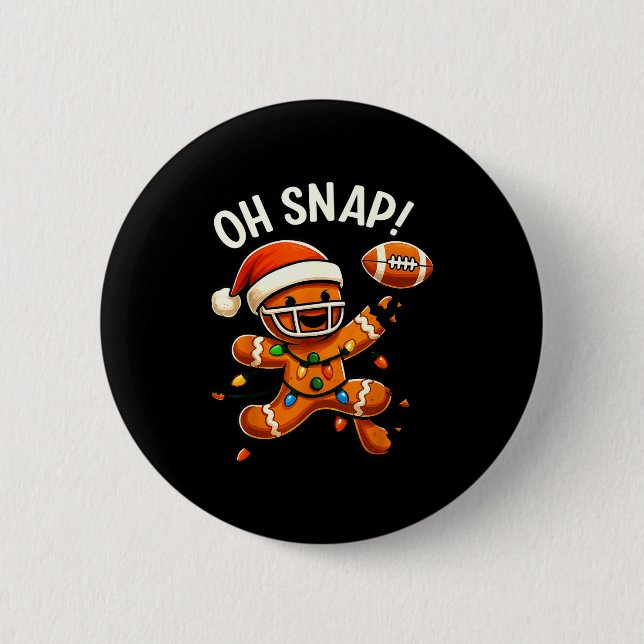 Badge Rond 5 Cm Gingerbread Football Oh Snap Christmas Lights Desi (Devant)