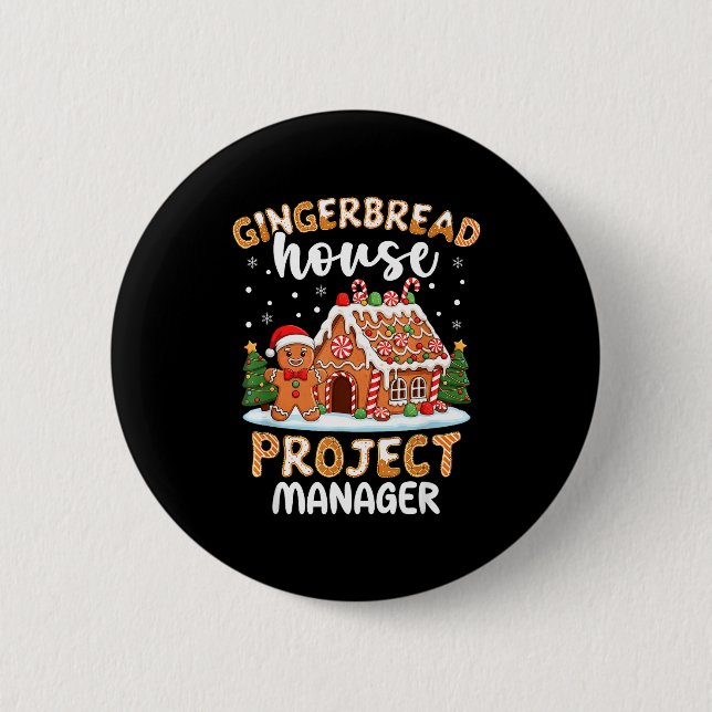 Badge Rond 5 Cm Gingerbread House Project Manager Christmas Cookie (Devant)