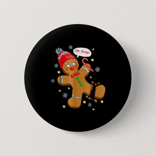 Badge Rond 5 Cm Gingerbread Man Cookie Ugly Sweater Oh Snap Christ (Devant)