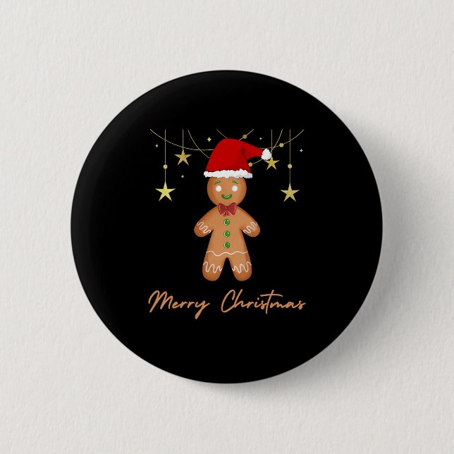 Badge Rond 5 Cm Gingerbread Salutations Noël (Devant)