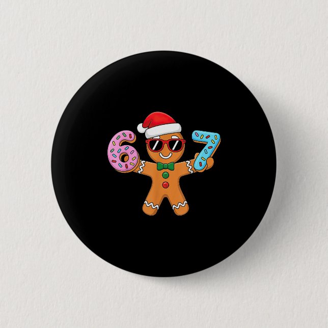 Badge Rond 5 Cm Gingerbread Six Seven 67 Ice Cream Drip Christmas  (Devant)
