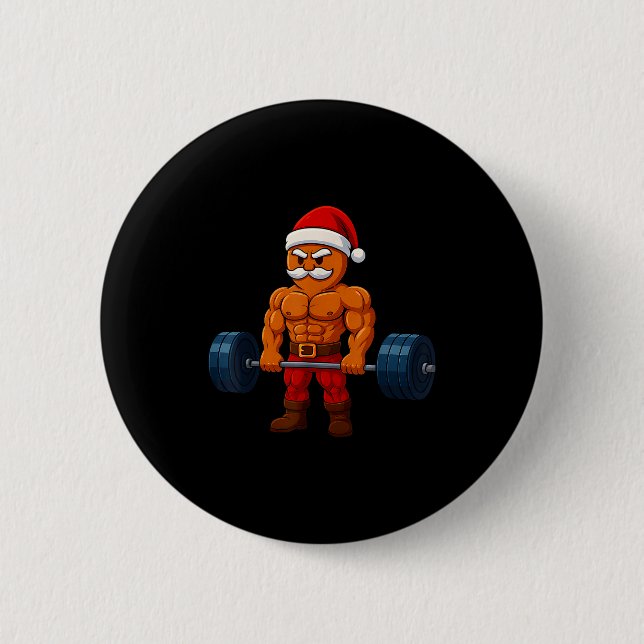 Badge Rond 5 Cm Gingerbread Weightlifting Fitness Gym Workout Chri (Devant)