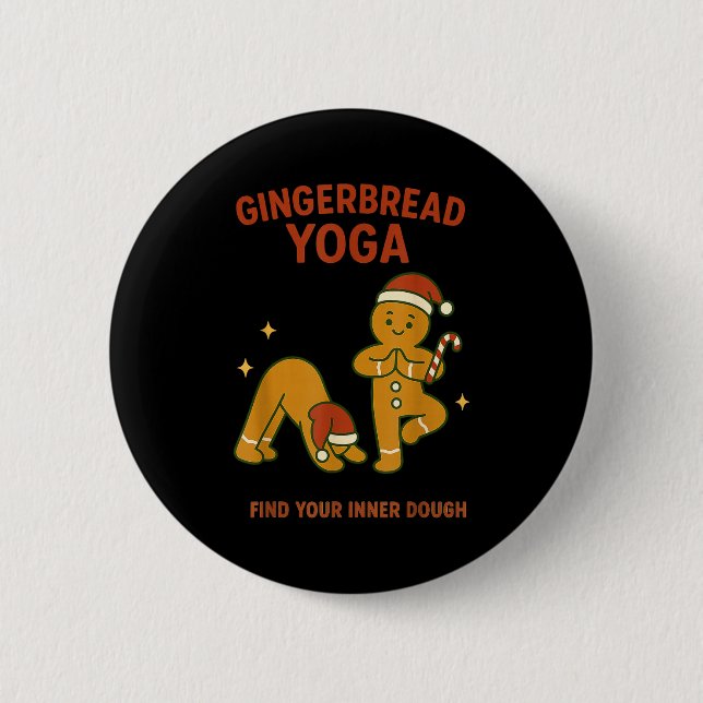 Badge Rond 5 Cm Gingerbread Yoga – Fun Holiday “find Your Inner Do (Devant)