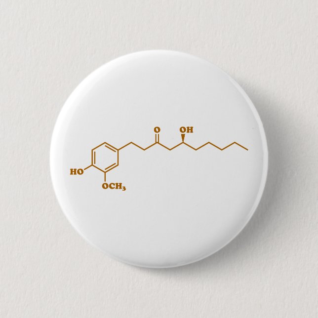 Badge Rond 5 Cm Gingerol Molecule formule chimique (Devant)