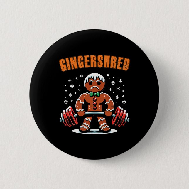 Badge Rond 5 Cm Gingersher Funny Gingerbread Homme Gym Bodybuildin (Devant)