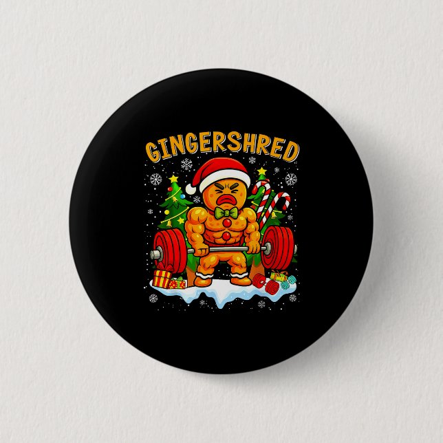 Badge Rond 5 Cm Gingershred Funny Gingerbread Man Gym Bodybuilding (Devant)