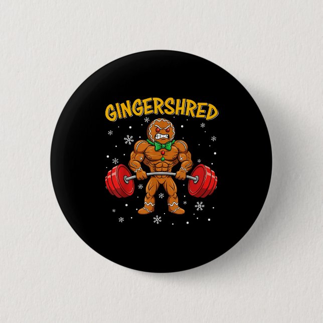 Badge Rond 5 Cm Gingershred Funny Gingerbread Man Gym Bodybuilding (Devant)