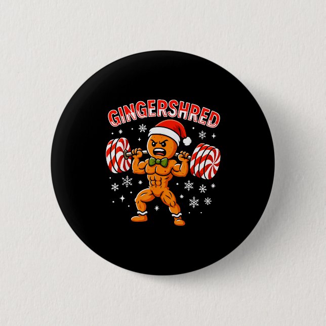 Badge Rond 5 Cm Gingershred Funny Gingerbread Man Gym Bodybuilding (Devant)