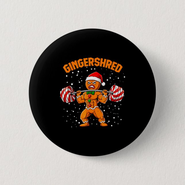 Badge Rond 5 Cm Gingershred Funny Gingerbread Man Gym Bodybuilding (Devant)