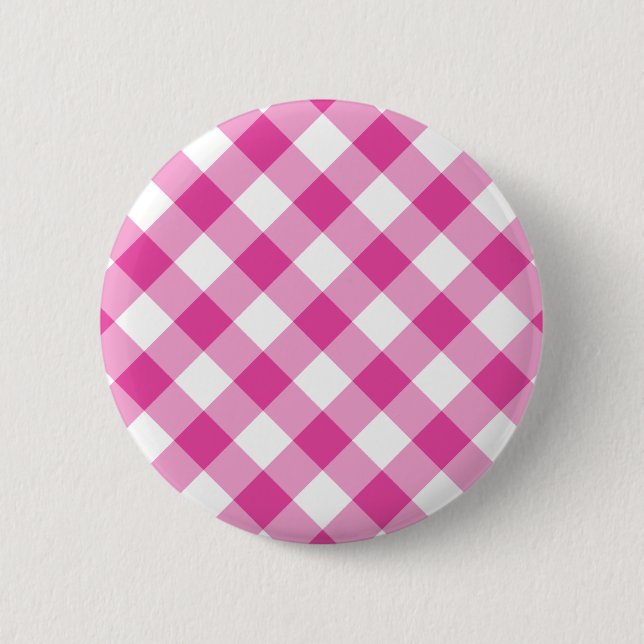 Badge Rond 5 Cm Gingham rose (Devant)