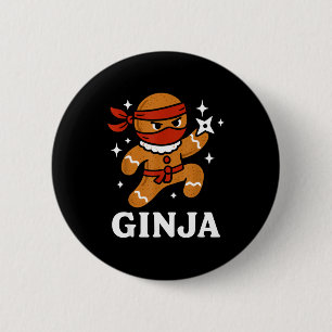Badge Rond 5 Cm Ginjas Pain d'épice Ninja Drôle de Cookie de Noël 