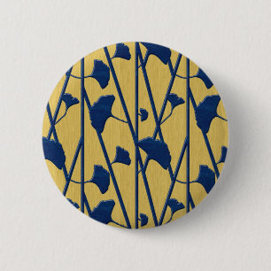 Badge Rond 5 Cm ginkgo bleu