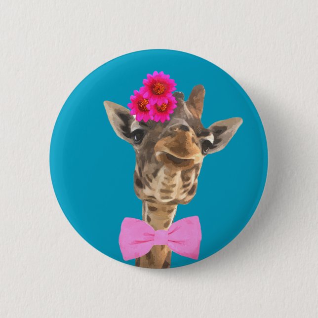 Badge Rond 5 Cm Girafe animal de la jungle mignon et drôle (Devant)