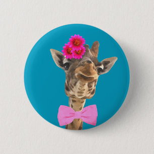 Badge Rond 5 Cm Girafe animal de la jungle mignon et drôle