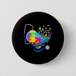 Badge Rond 5 Cm Girafe Autism Seeing World Different Angle Aware