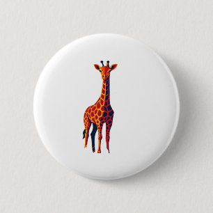 Badge Rond 5 Cm Girafe Colorée Pop Art � Art Moderne de la Savane