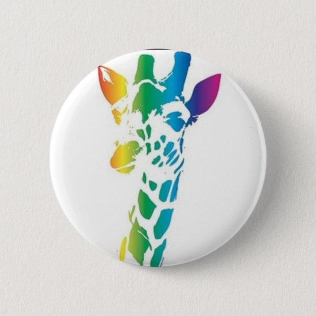 Badge Rond 5 Cm Girafe d'arc-en-ciel (Devant)