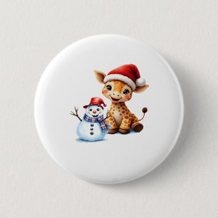 Badge Rond 5 Cm Girafe de dessin animé mignonne avec chapeau de Pè