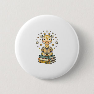 Badge Rond 5 Cm Girafe de lecture mignonne chemise vintage d'amant