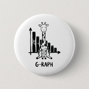 Badge Rond 5 Cm Girafe Graphique Statistiques Prof de Maths Pun