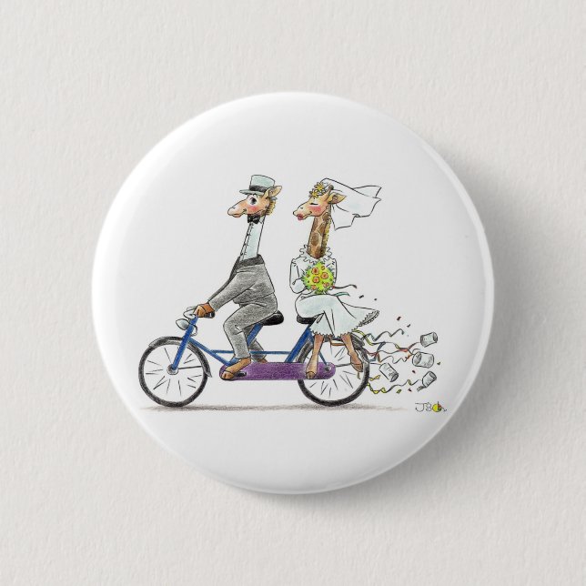 Badge Rond 5 Cm girafe mariage (Devant)