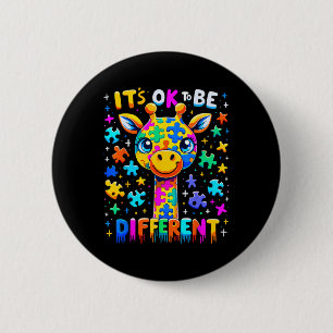 Badge Rond 5 Cm Girafe Sensibilisation à l'autisme C'est Ok D'être