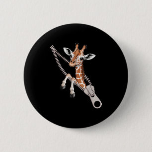 Badge Rond 5 Cm Girafe sortant d'une fermeture éclair Costume drôl
