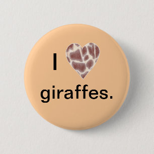 Badge Rond 5 Cm Giraffe Coeur, I coeur girafes épingle sur les bou