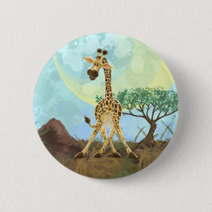 Badge Rond 5 Cm Giraffe de la parade des animaux