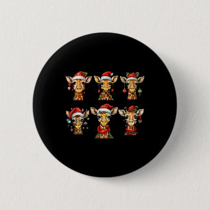 Badge Rond 5 Cm Giraffe de Noël Amateurs de girafe Noël Noël Ho